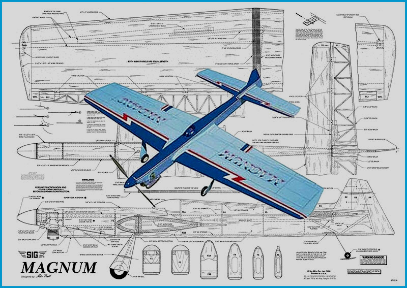 Sig Model Airplane Plans (UC): Magnum 60" Wingspan Stunt for .40-.60 Engines