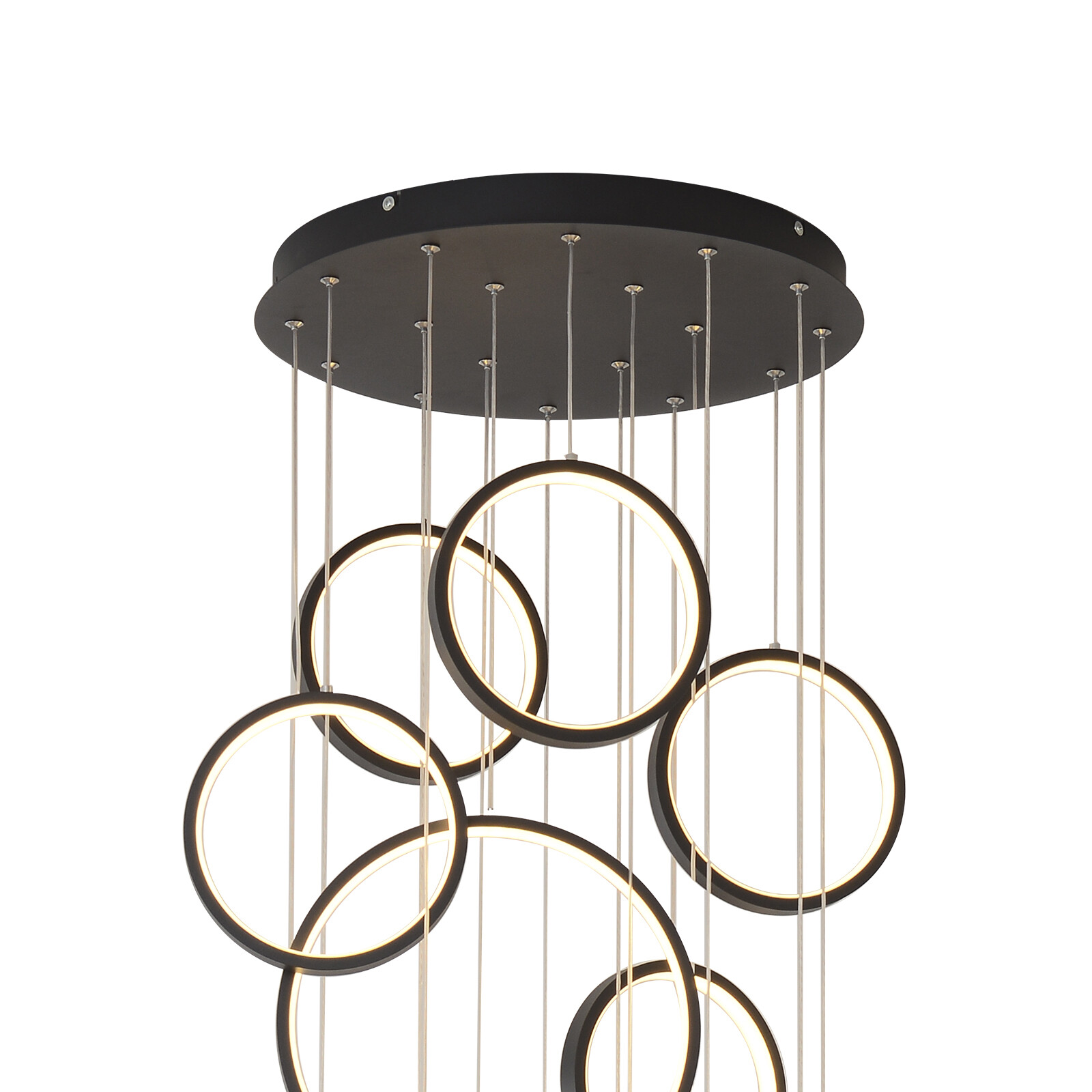 Modern Led Chandelier Lighting,Dimmable with Remote Control 18 Rings,Adjtable