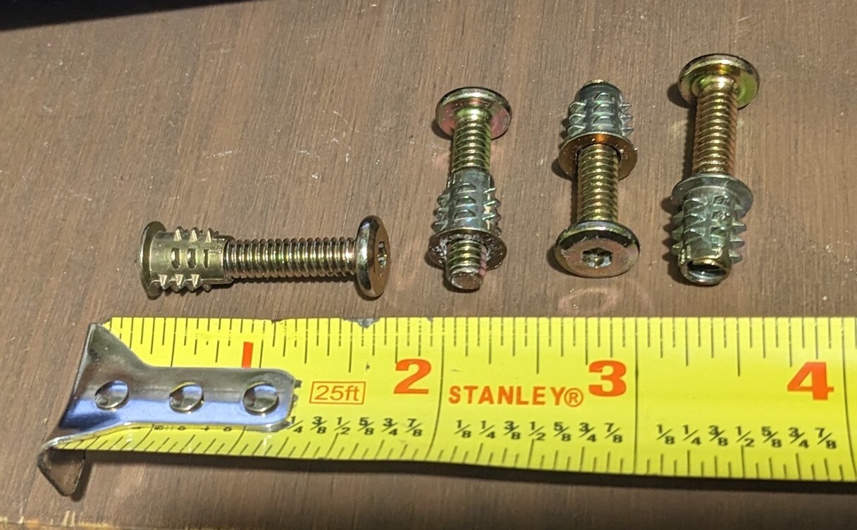 Set of 4 Wood Furniture 1.25" Threaded Insert Bolt & Nut fastener Tighten clamp