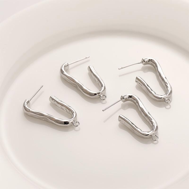 One Pair 14K Gold Plated Earrings Component, Minimalist Earrings Connector, U S