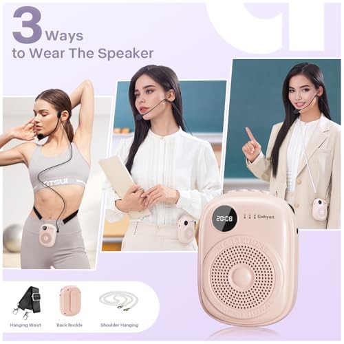 Voice Amplifier for Teachers, Portable Bluetooth Wired Pink Wired Amplifier