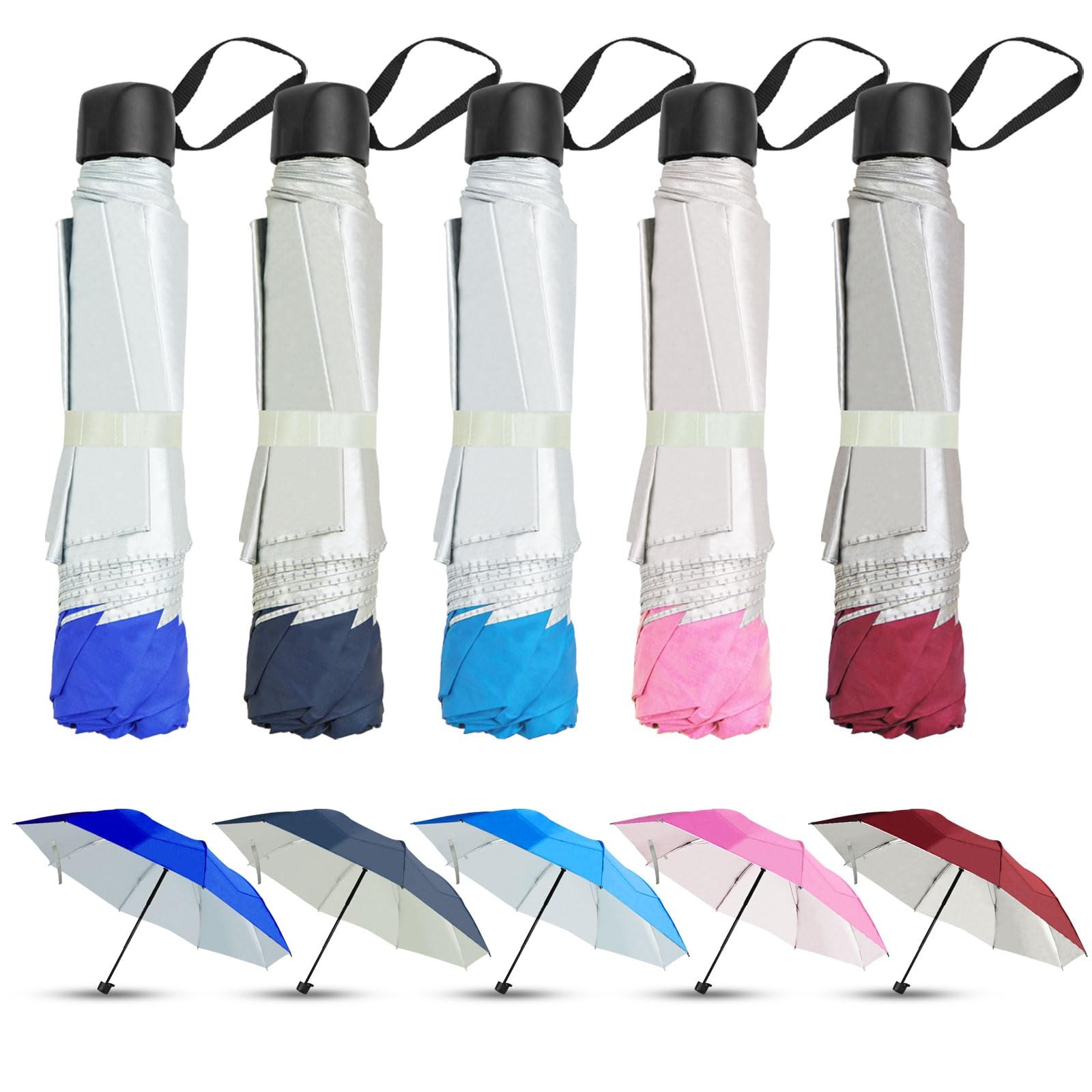 Travel Umbrella, Umbrellas Bulk, 5 Colors Travel Folding Umbrellas, Exquisite...