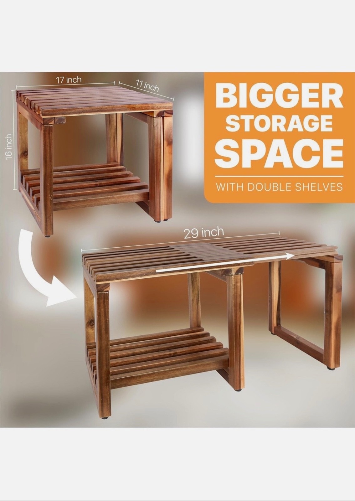 Enzeki brown wooden shower stool