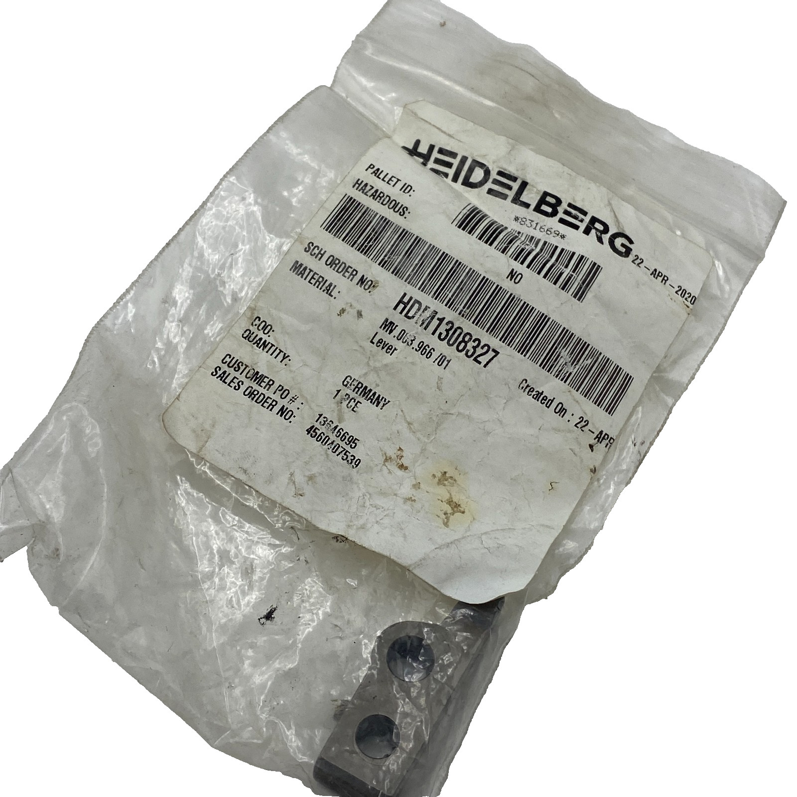 HEIDELBERG LEVER HDM1308327 MV.003.966/01 Side Lay Lever, MV003966/01 NEW 🎯