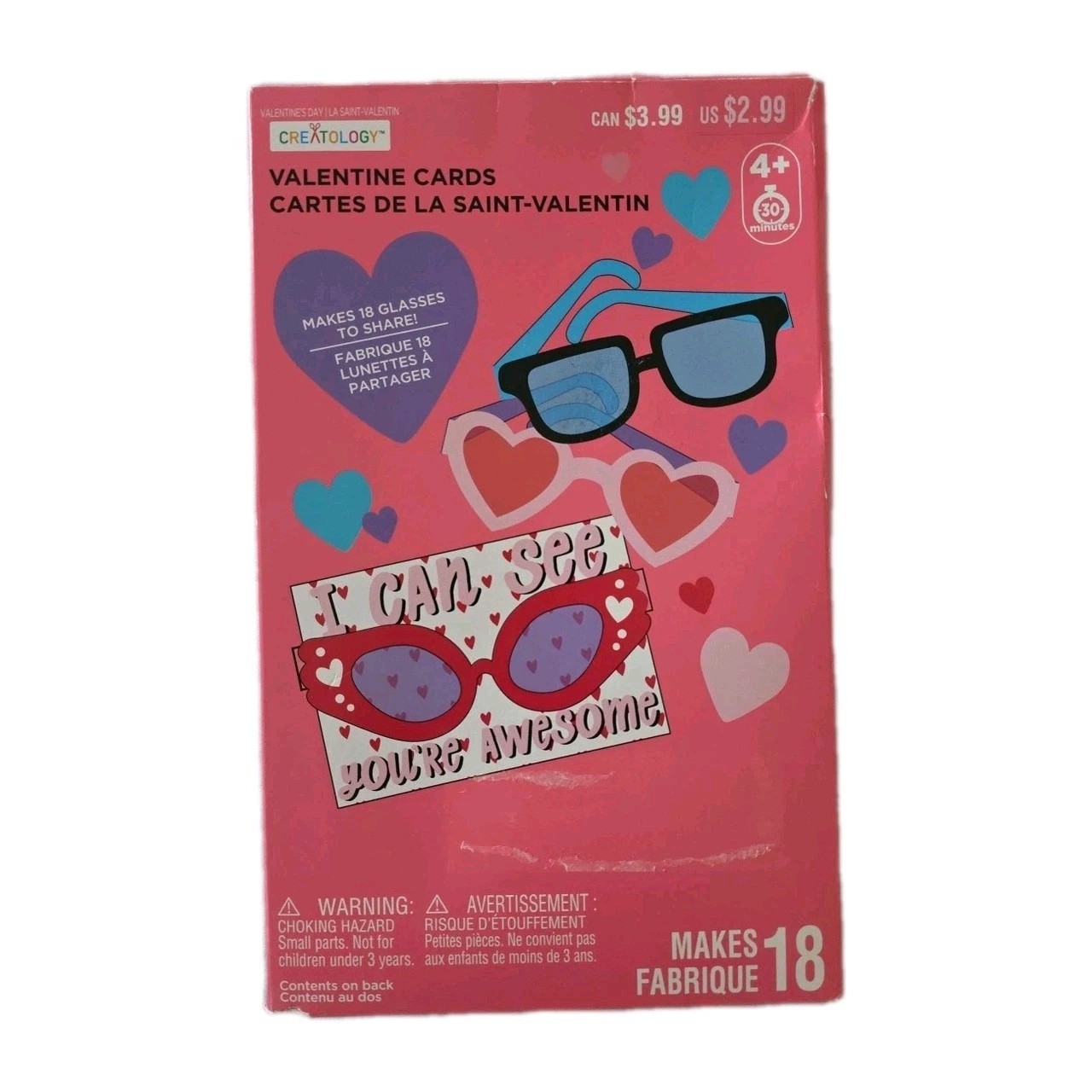 Creatology 18 Valentine Cards Kits Glasses, Tattoos