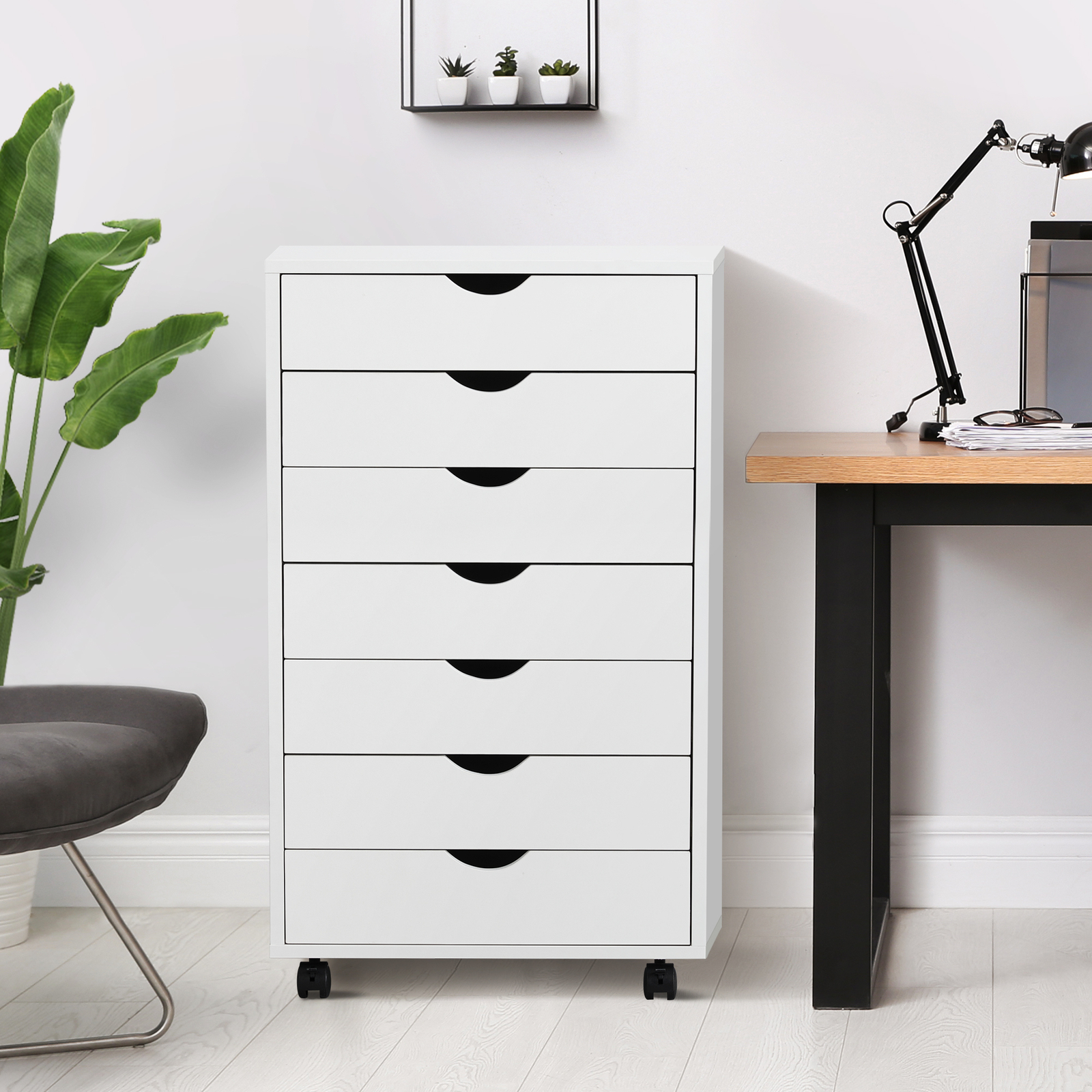 5/7 Drawer Chest Storage Cabinets Dressers Wood Dresser Cabinet with Wheels