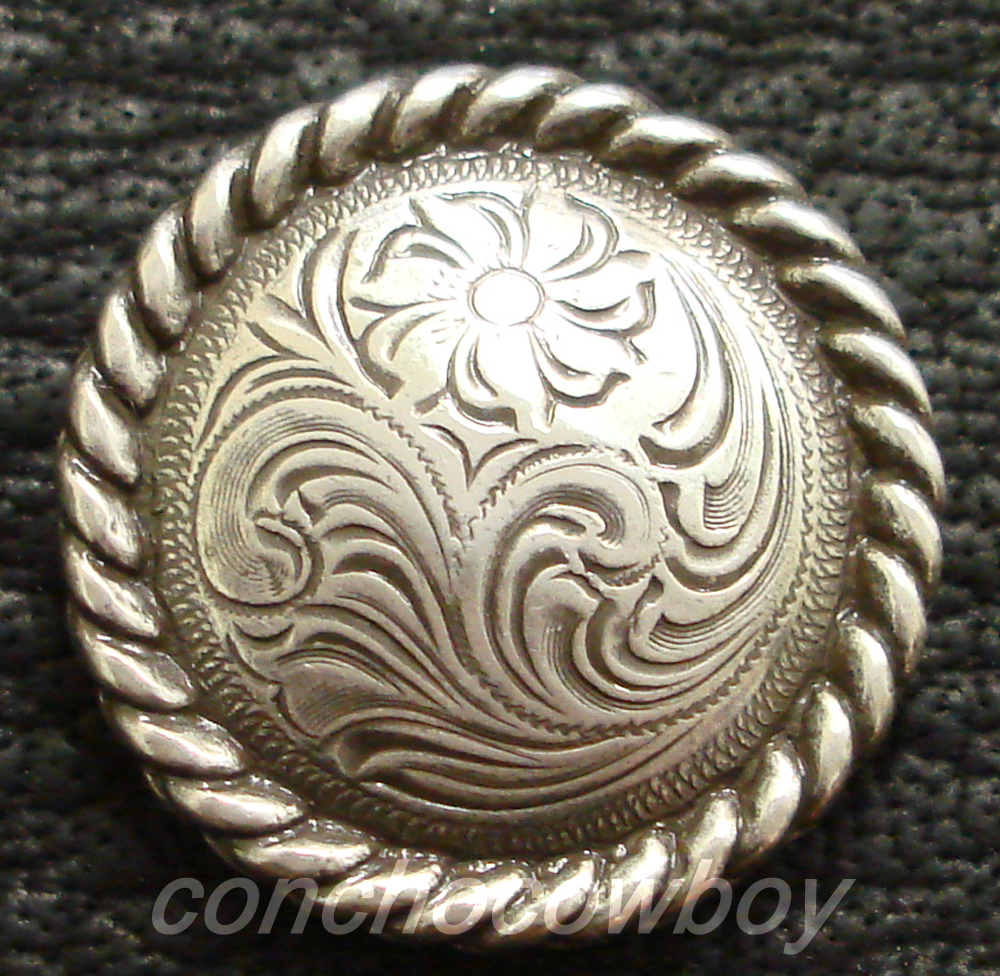 WESTERN HORSE HEADSTALL SADDLE TACK ANTIQUE ROPE EDGE CONCHO 5/8" screw back