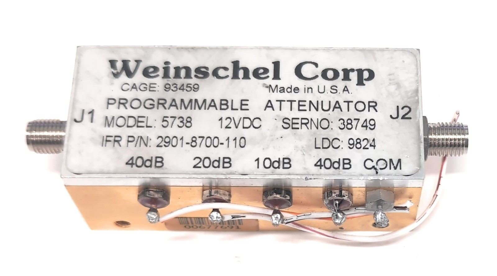 Weinschel Corp 5738 Programmable Attenuator 110dB 10dB Step Relay 2901-8700-110