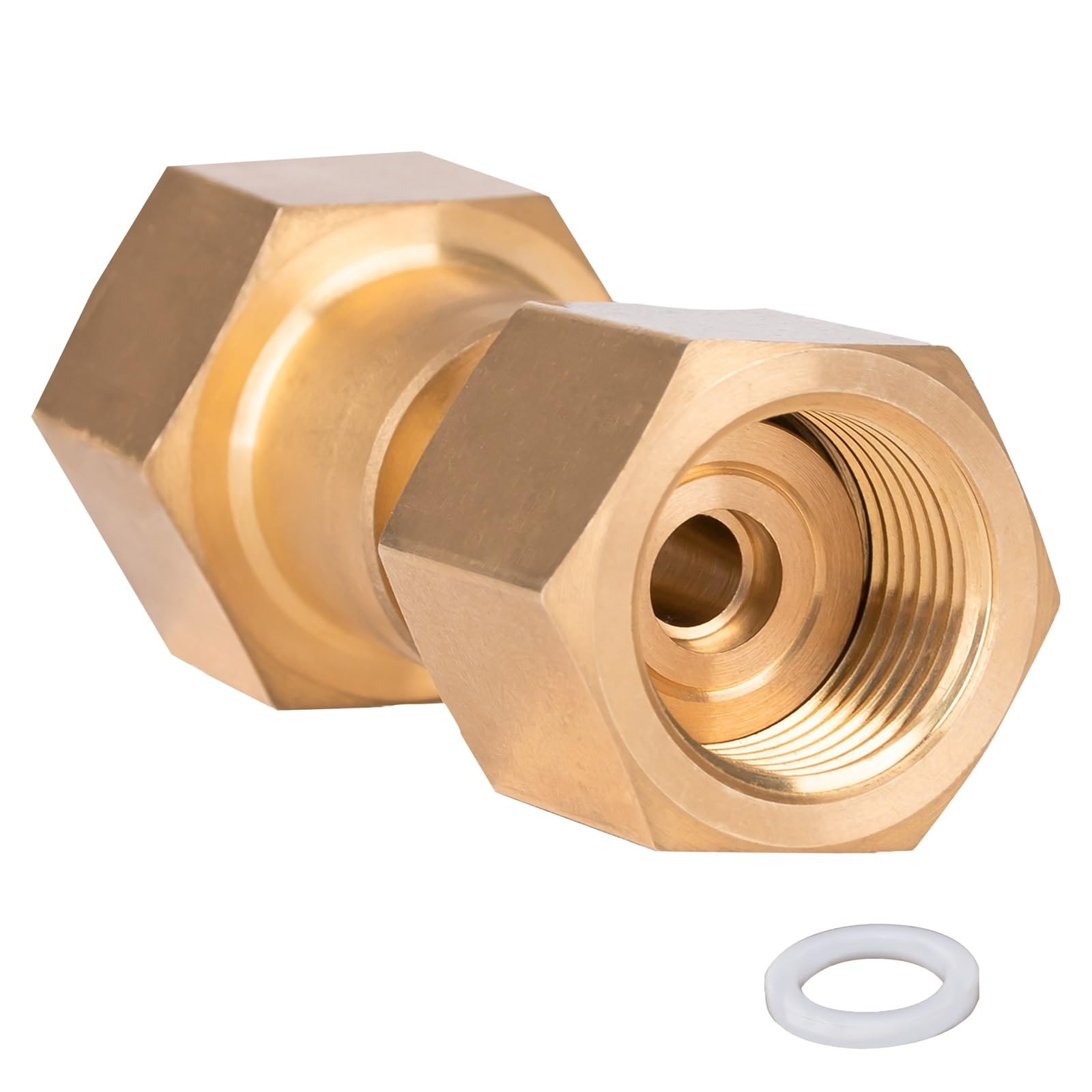 GRYVOZE CGA-320 to CGA-580 Adapter, 1/4" (6.35mm) 3/8" (9.525mm), Brass