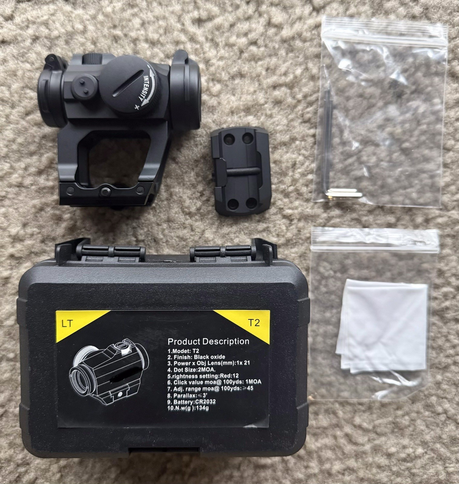 (MilSims) EvolutionGear T2 Red Dot 2 MOA & 1.93 Mount (9mm/5.56 Rated)
