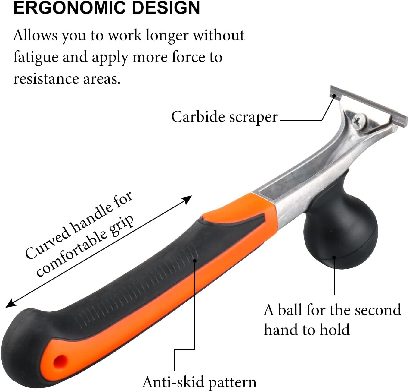 2.5 Inch Ergonomic Carbide Scraper Premium Paint Glue Resin Remover Tool