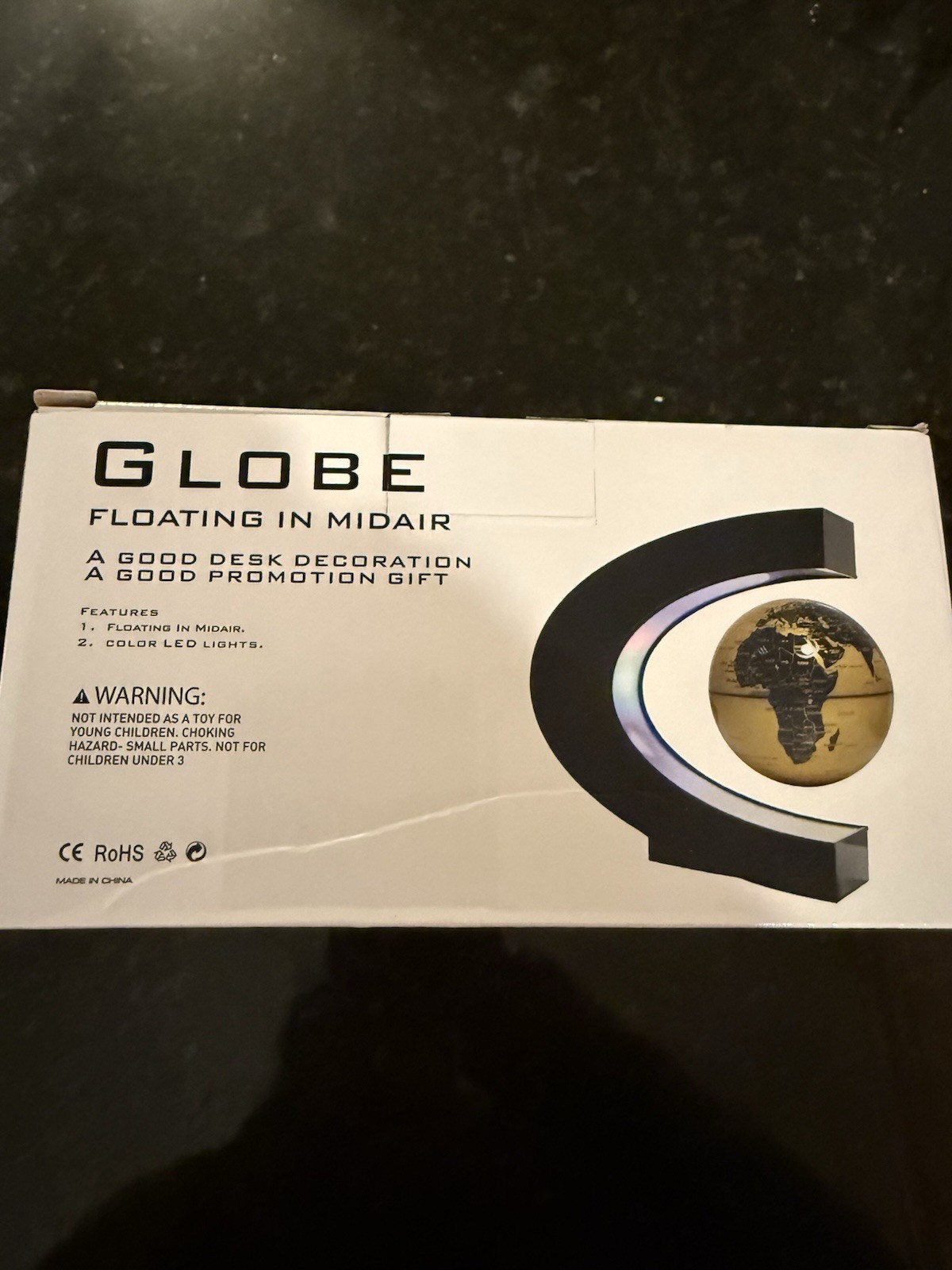 Globe Magnetic Levitation LED Tabletop Globe, Black Silver Plastic Decorative