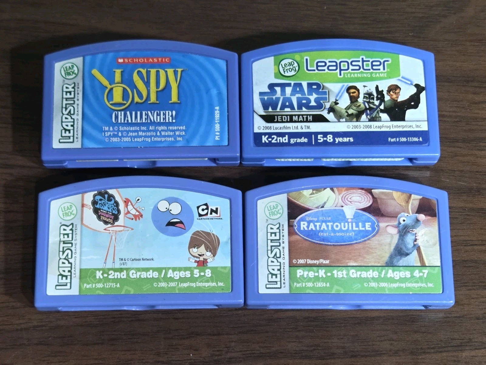 LeapFrog Leapster Games Lot of 4 Ratatouille, Star Wars, Fosters, I Spy