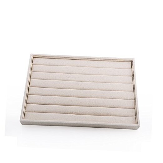 Linen 7 Lines Ring Storage Tray Rings Showcase Display Organizer Plate 7 lines