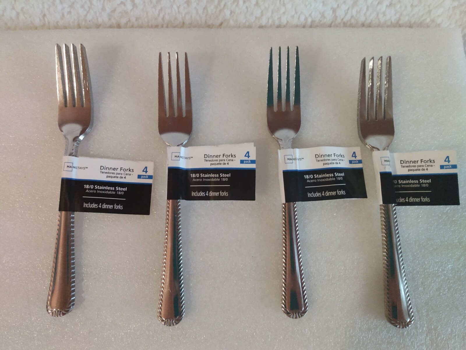 16 Piece Dinner Forks, 18/0 Stainless Mainstays Light Gauge