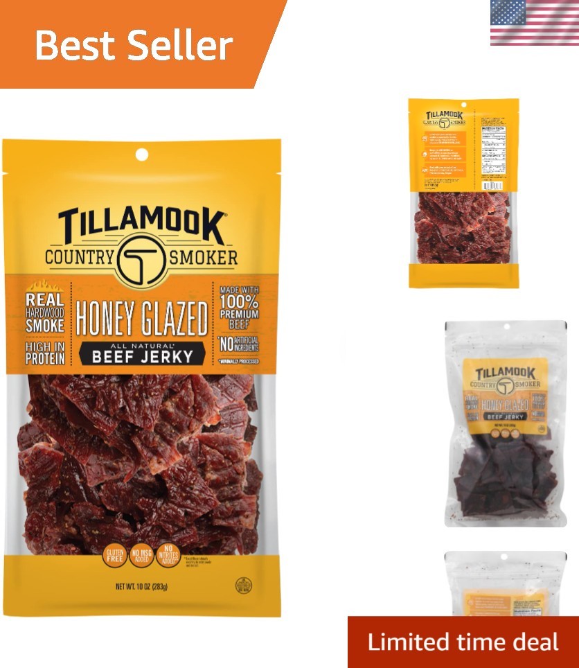 Real Hardwood Smoked Beef Jerky, Honey Glazed, 10 Ounce