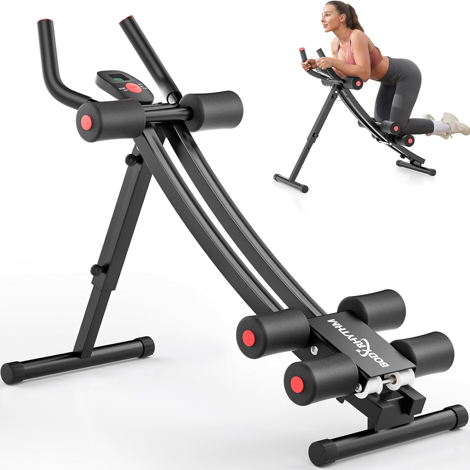 Dual-Track Ab Machine with 4 Adjustable Heights, Foldable Core & Abdominal Exerc