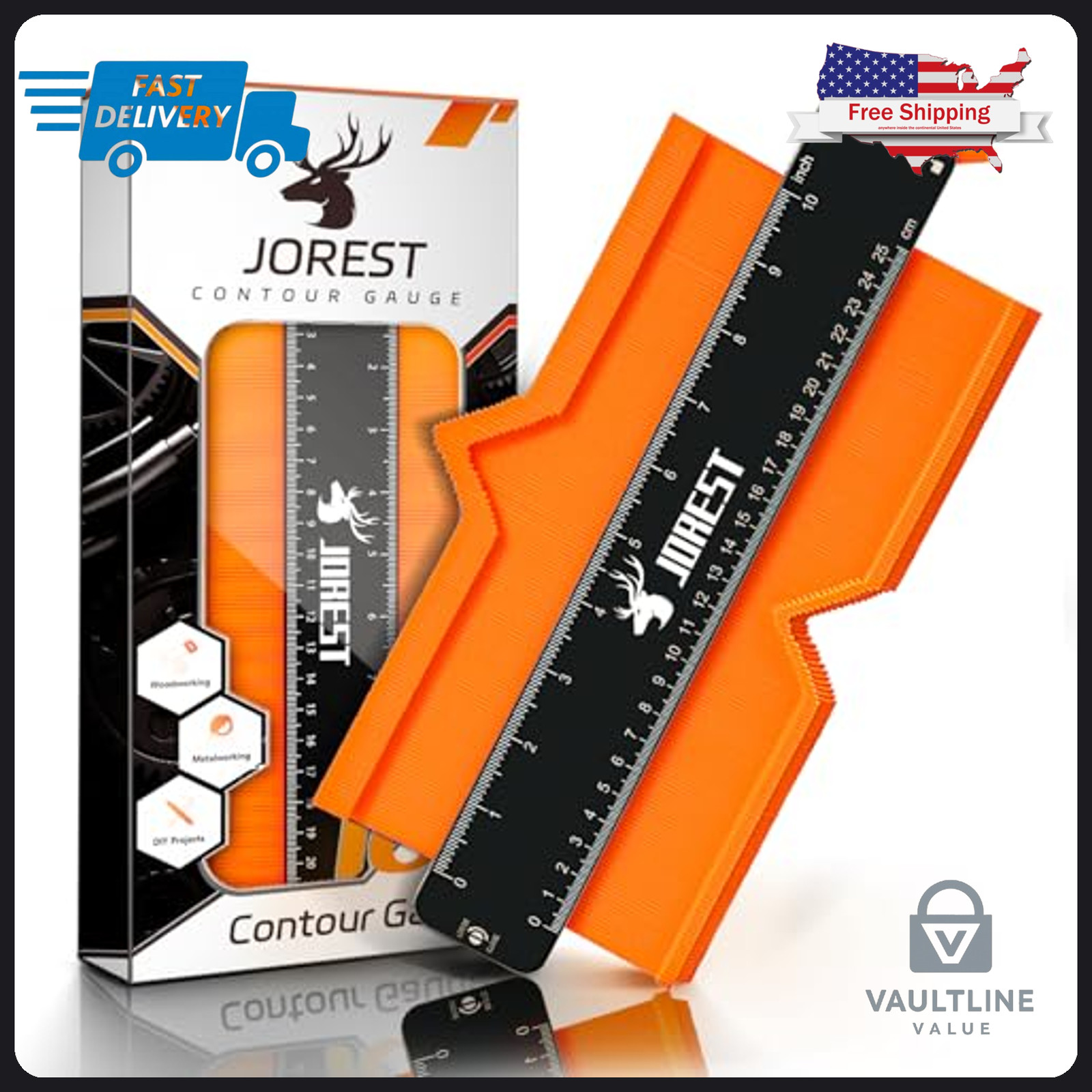 10 Inch Contour Gauge with Lock - ABS Plastic Profile Tool for Woodworking