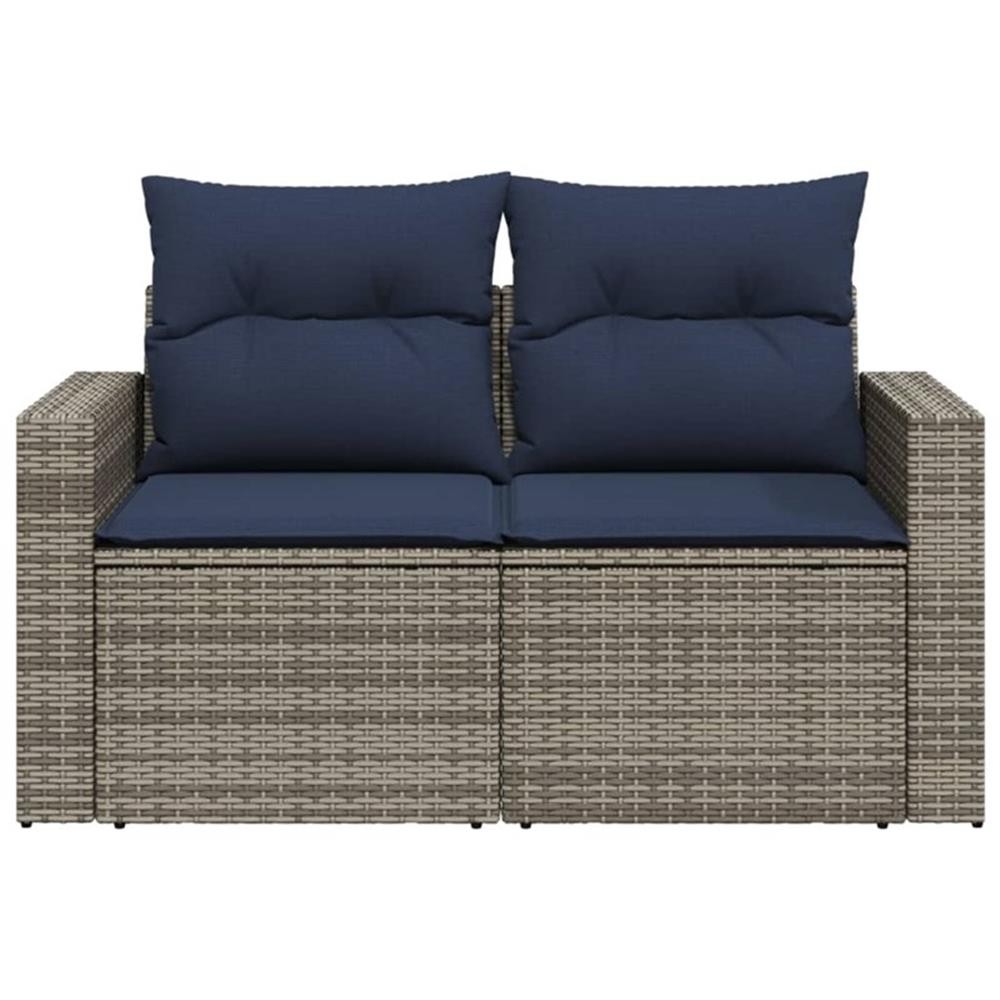 Bowery Hill 2-Seater Poly Rattan Patio Sofa With Cushions in Gray