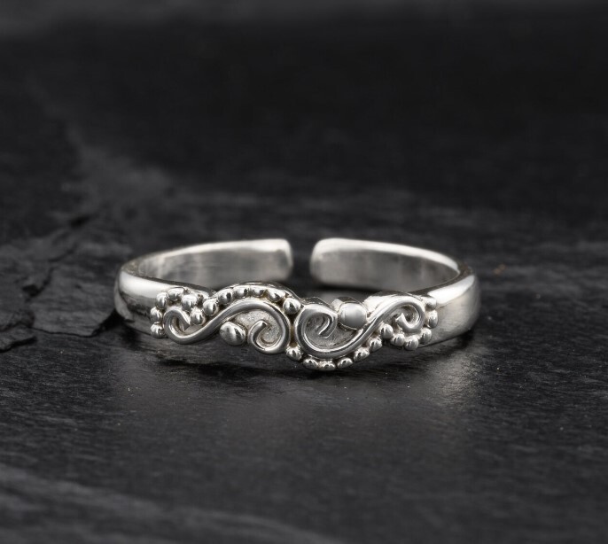 Valentine's Beautiful Gift For Wife Solid Metal Adjustable Toe Ring 925 SS