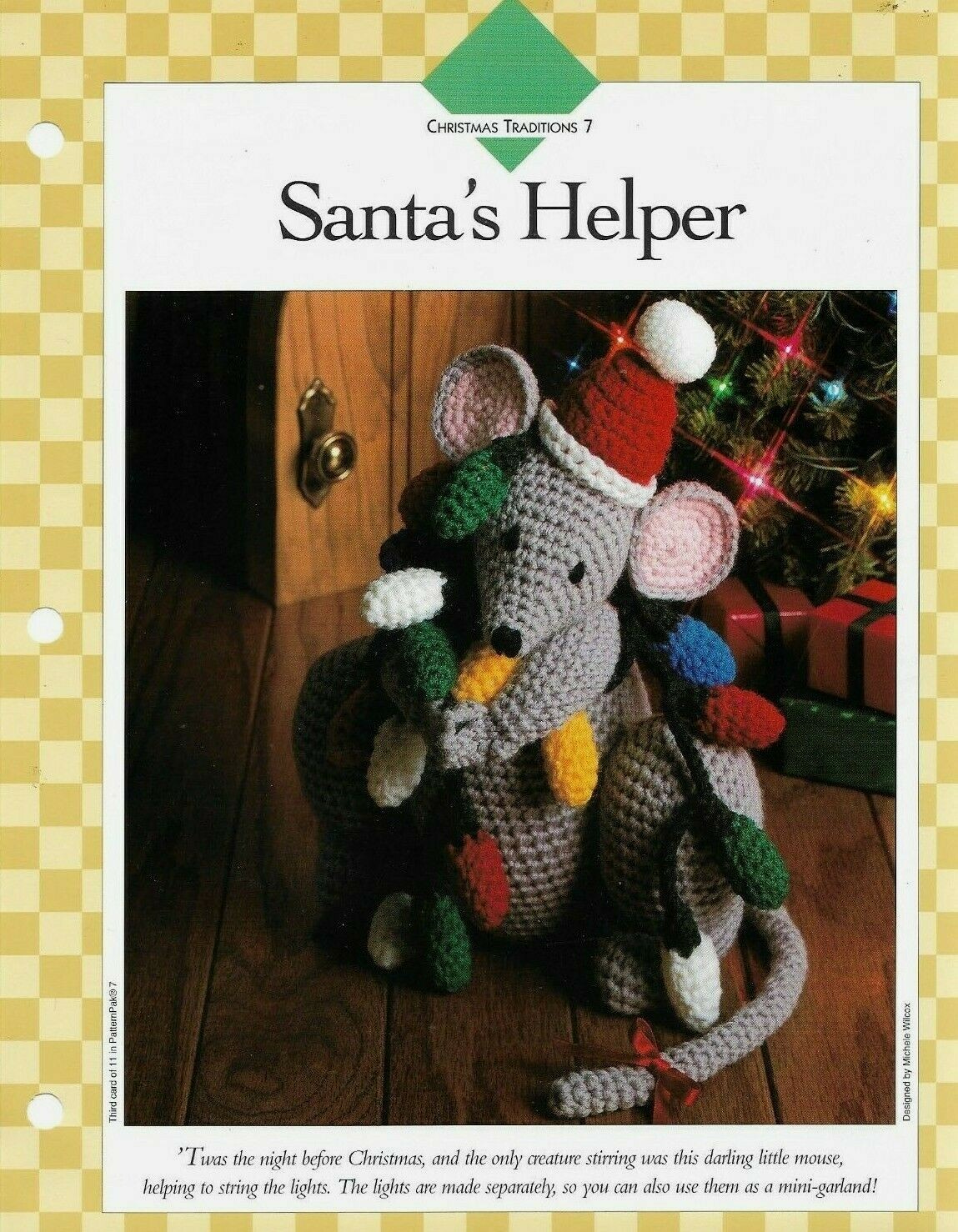 NEW SANTA'S HELPER 12" MOUSE CHRISTMAS VANNA'S CLUB CROCHET PATTERN INSTRUCTIONS