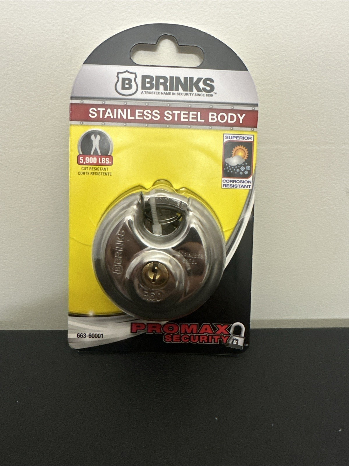 Brinks/ Pro Max Security * Stainless Steel Discus Padlock * 663-60001