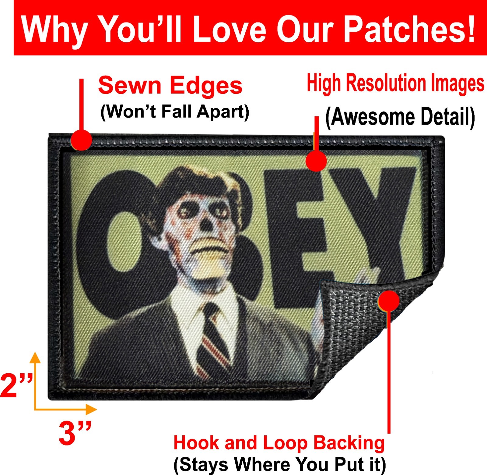 They Live "OBEY" Morale Patch | Movie Patches| Funny hook and loop morale patch