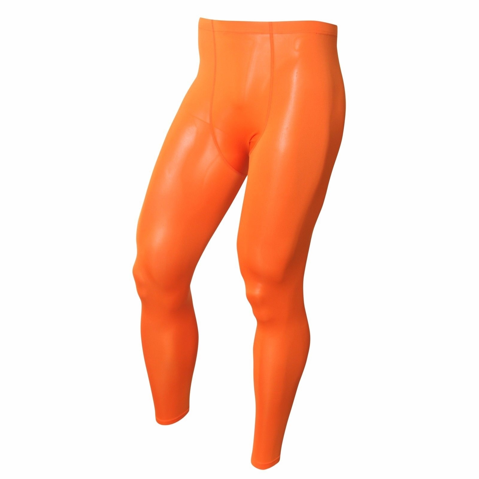 Mens Compression Pants Base Layer Long Bottom Functional Coolon Fabric Orange PS