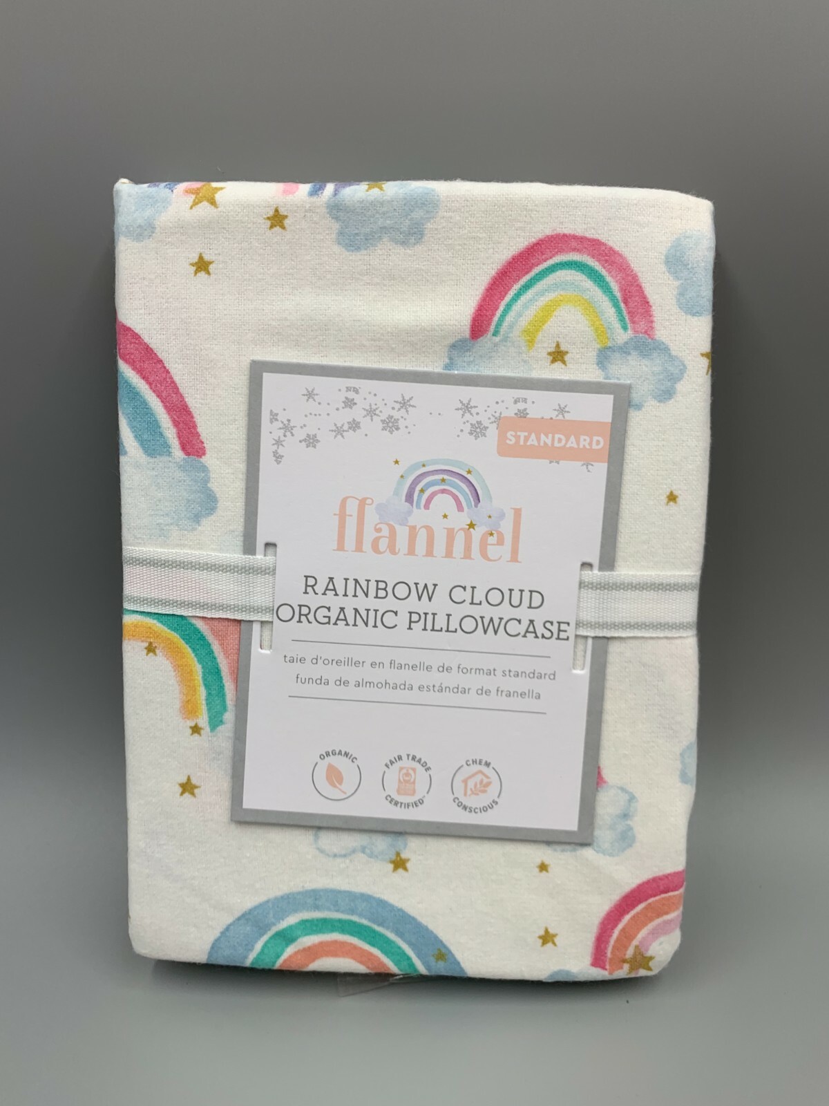 Pottery Barn Flannel Rainbow Cloud Organic Standard Pillowcase #H15