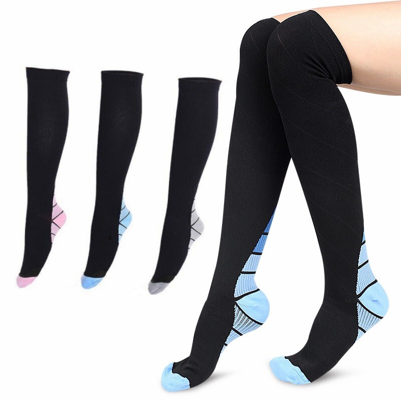 3 Pairs Medical Compression Socks for Women and Men 20-30 mmHg Knee High Socks
