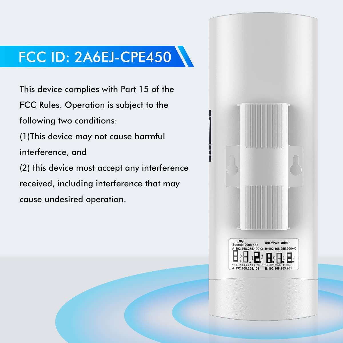UeeVii 3KM POE Wireless Bridge CPE 5.8G Point to Point Extend Network WiFi