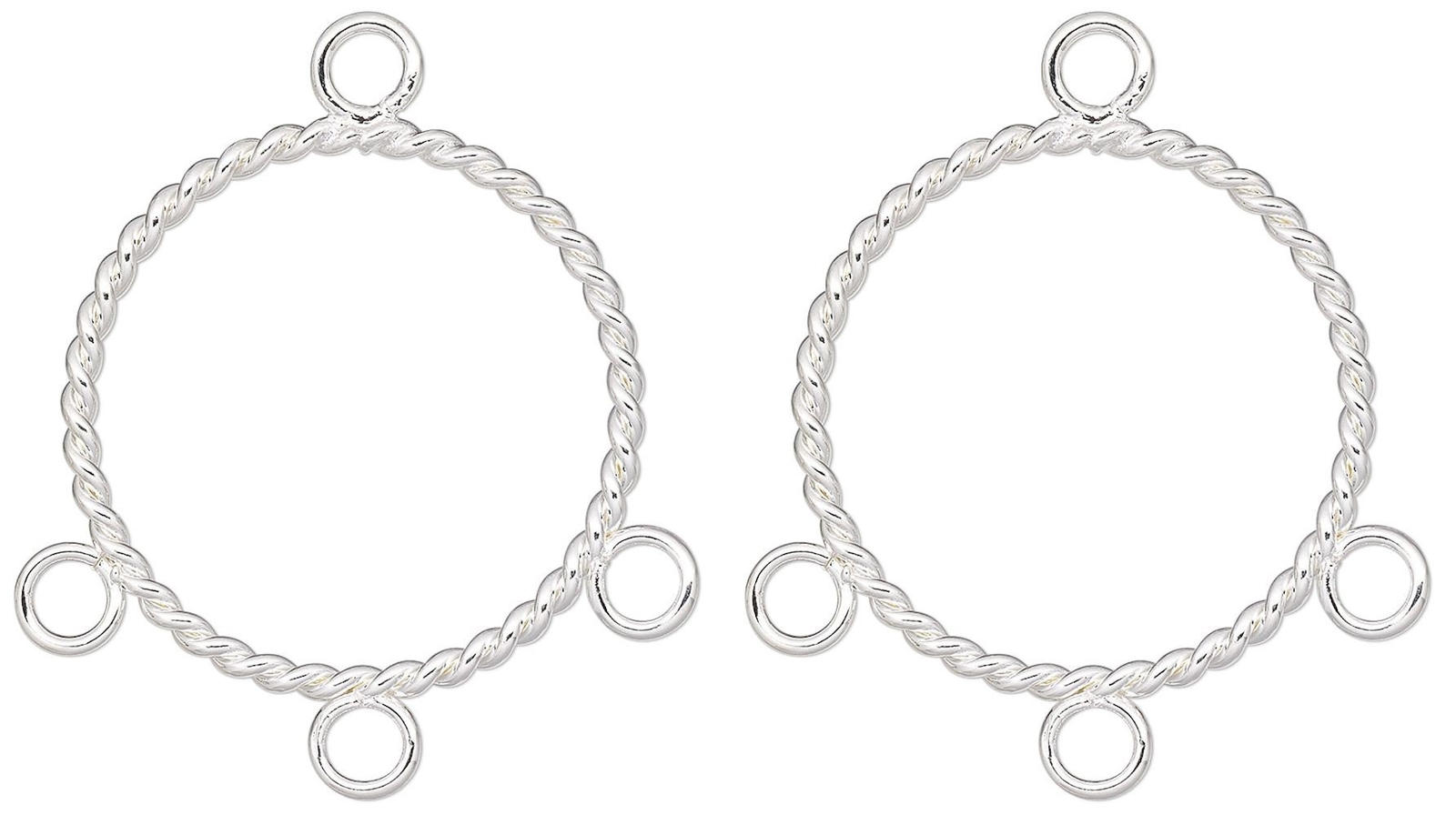 10 Silver Plated Steel 20mm Twist Round Hoop Chandelier Earrings with 3 Loops *
