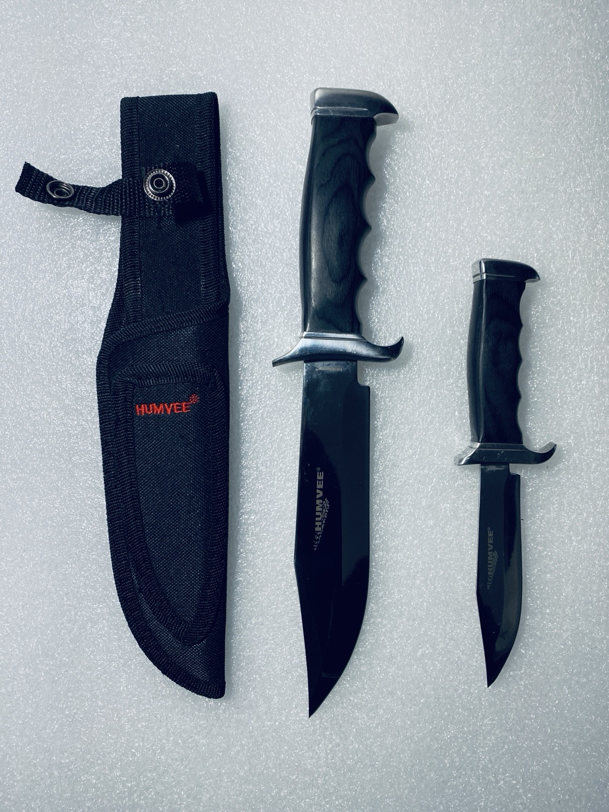 HUMVEE 2Pc. Large/Small Mirror Polished Bowie Knife Combo Set W/ Sheath - (READ)