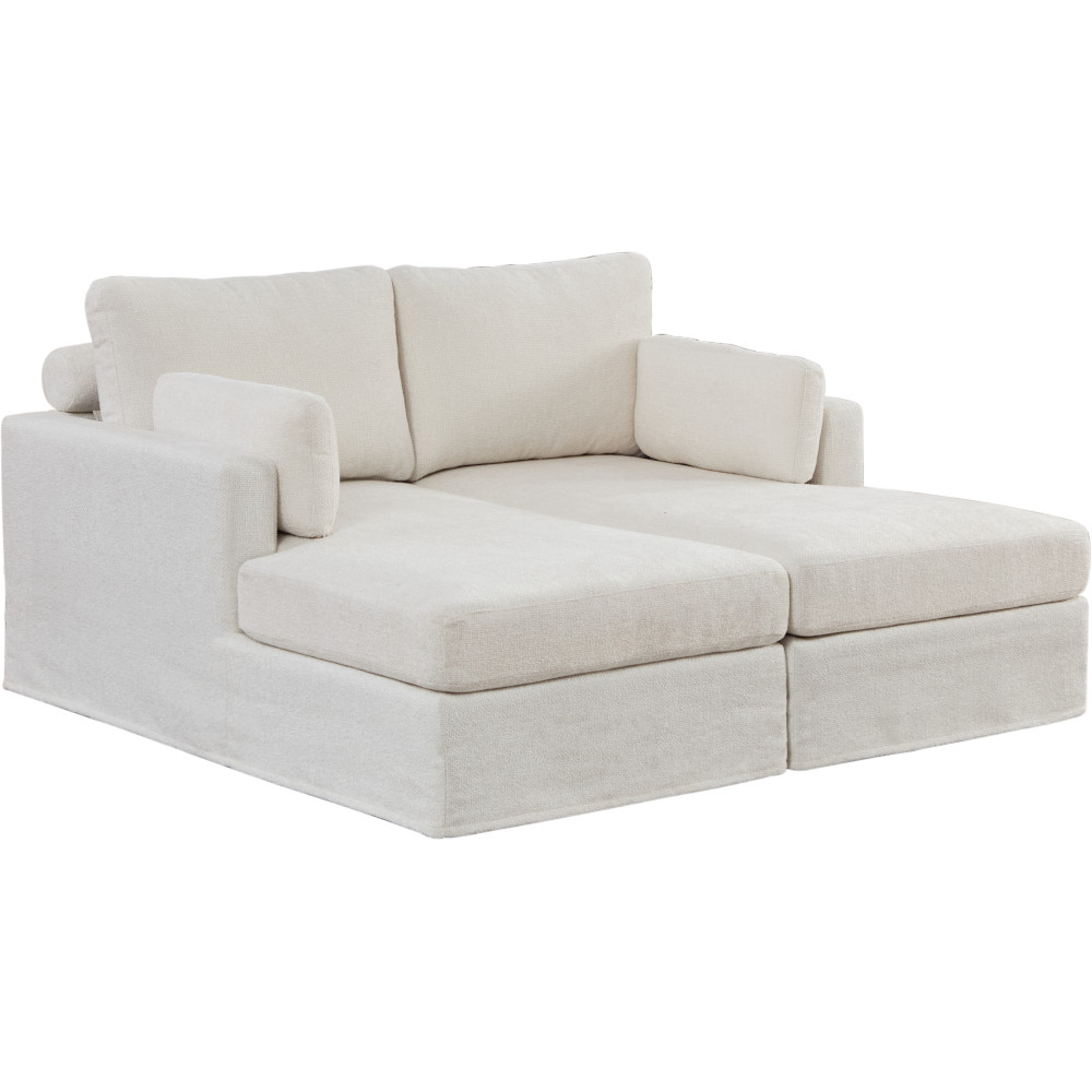 Ivory Chenille Sofa Bed with Cushions, Strong Frame, Living Room