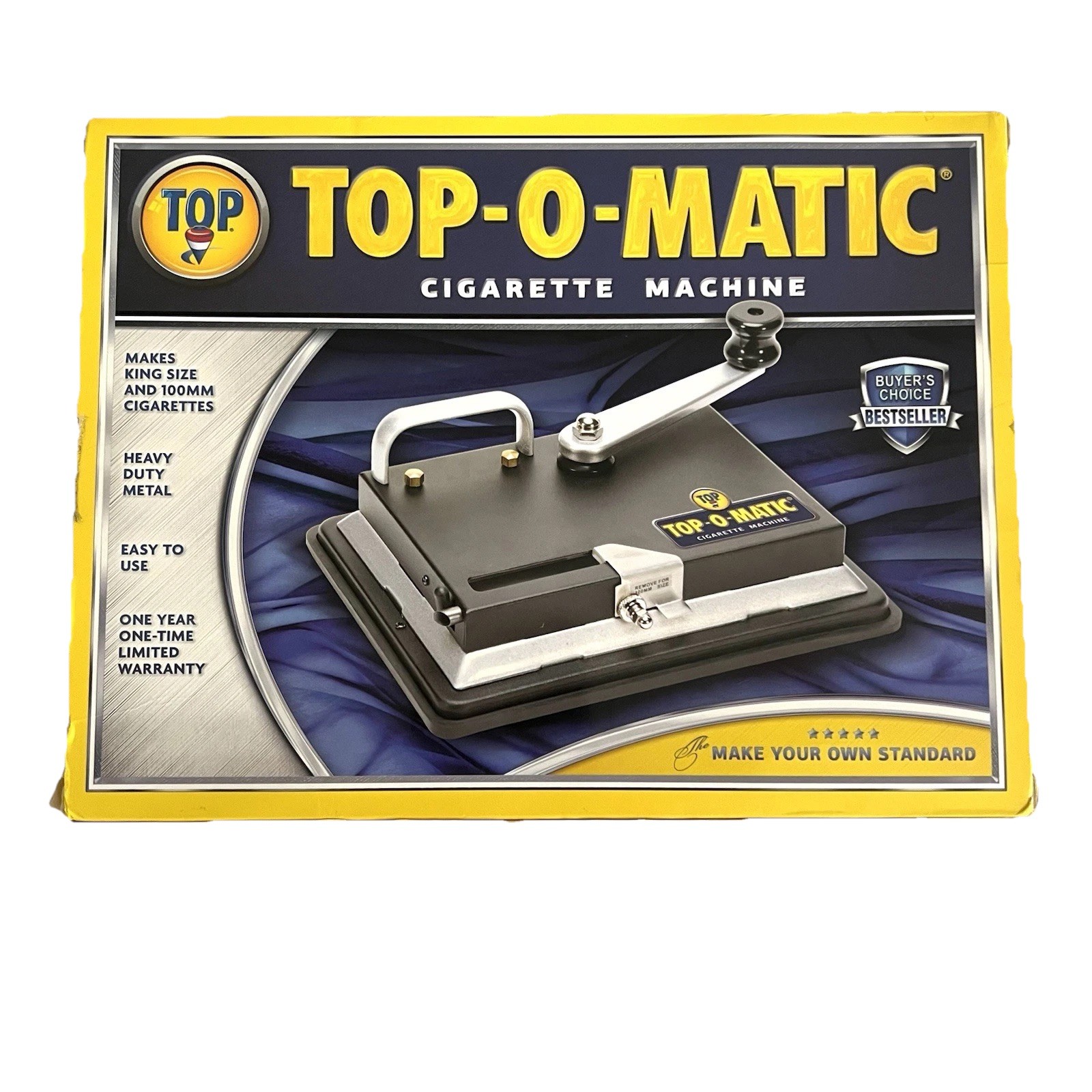 TOP-O-MATIC Cigarette Rolling Machine Makes King Size or 100mm Original Box READ