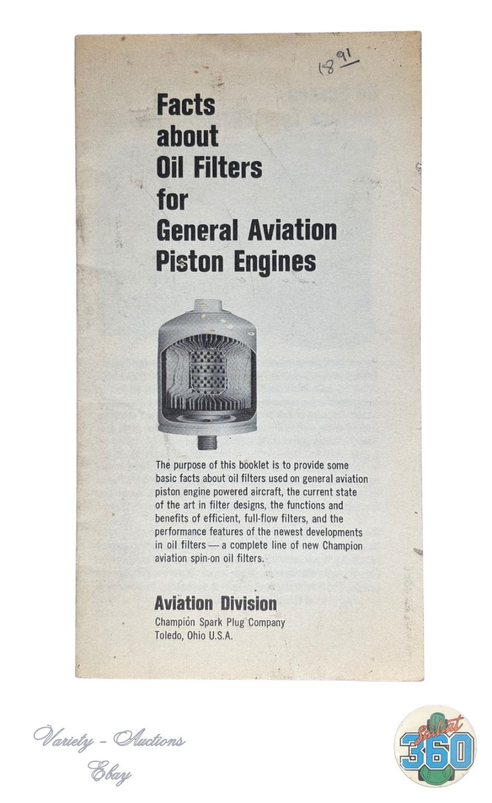 Vtg Champion Aviation Division 'Facts about Oil Filters' w/ CT-470 Instructions