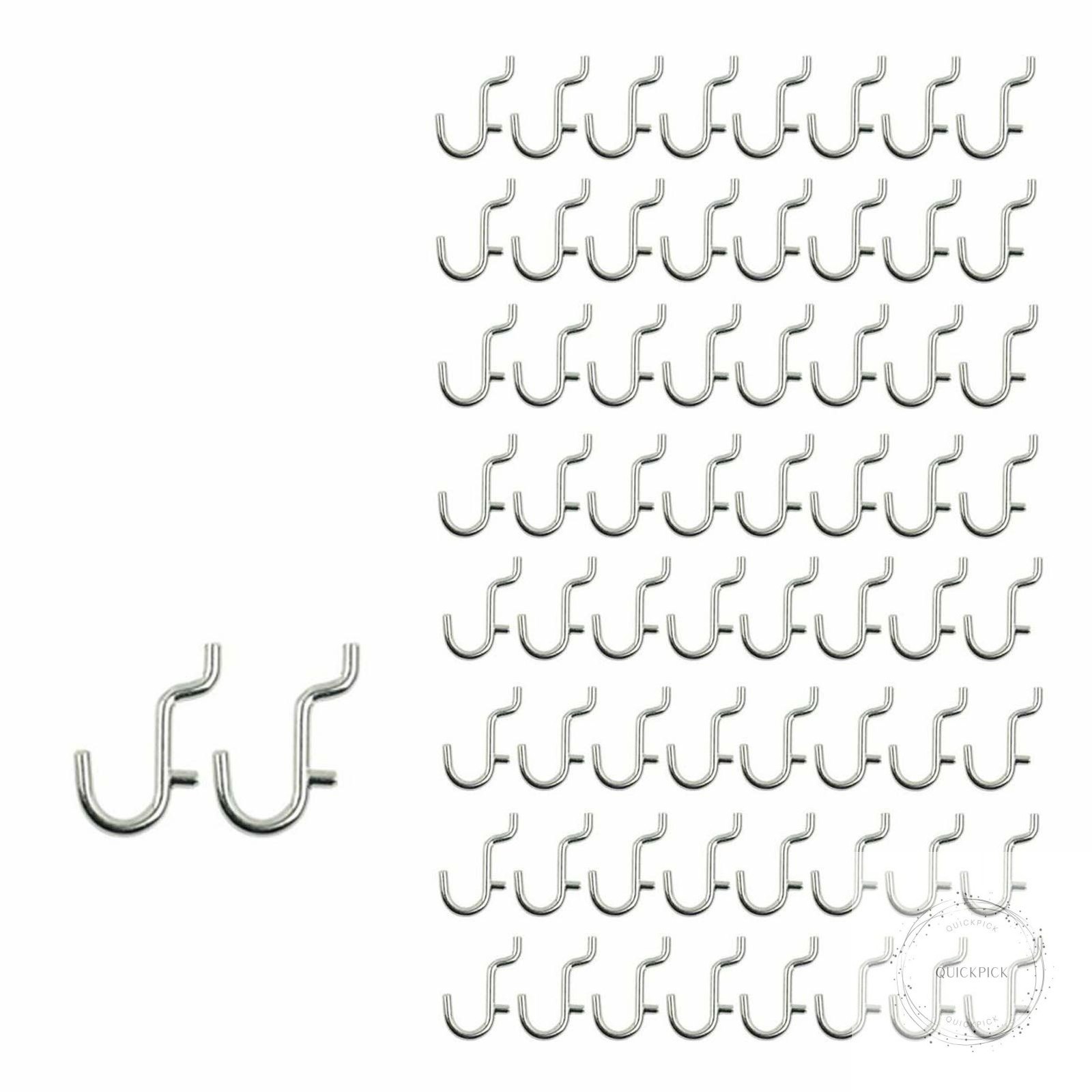 100PCS Metal Pegboard J Hook Accessories Peg Board Wall Display Assortment for