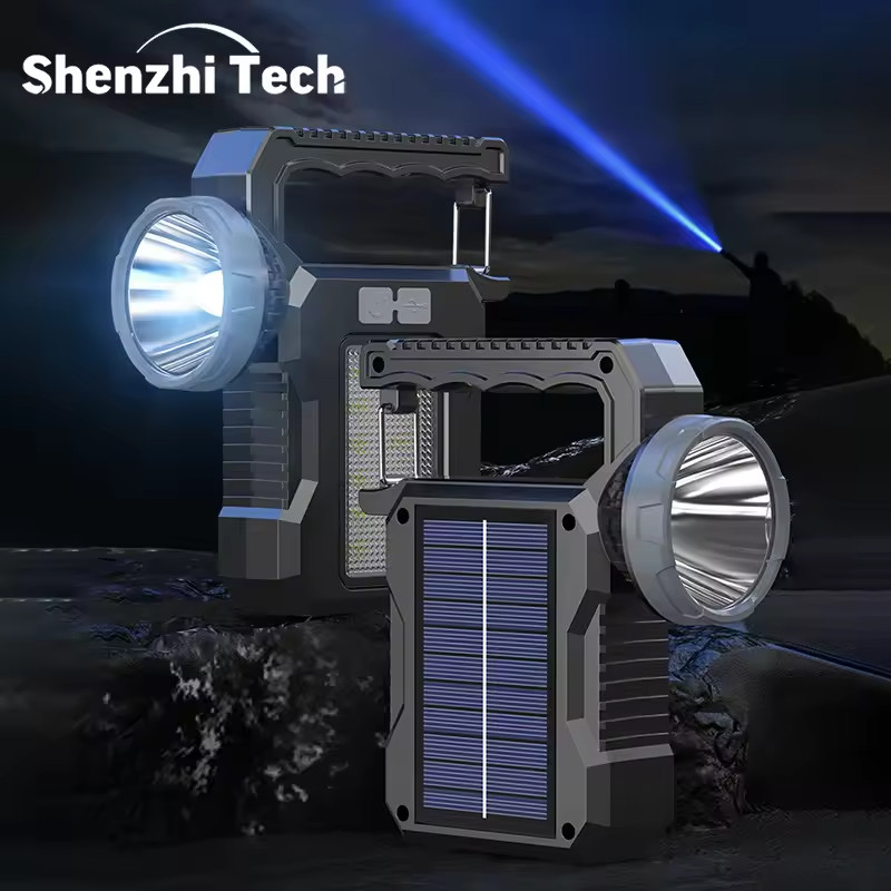 Solar Rechargeable Flashlight COB Work Light Lantern Camping Outdoor