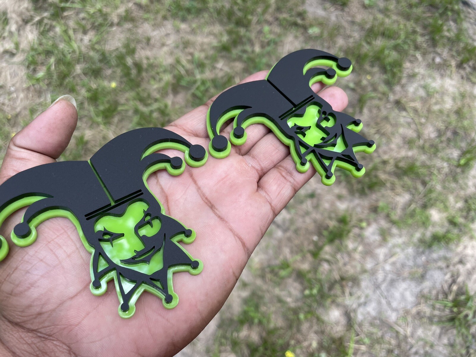 Evil Joker Emblem Badge Lime Green And Black New