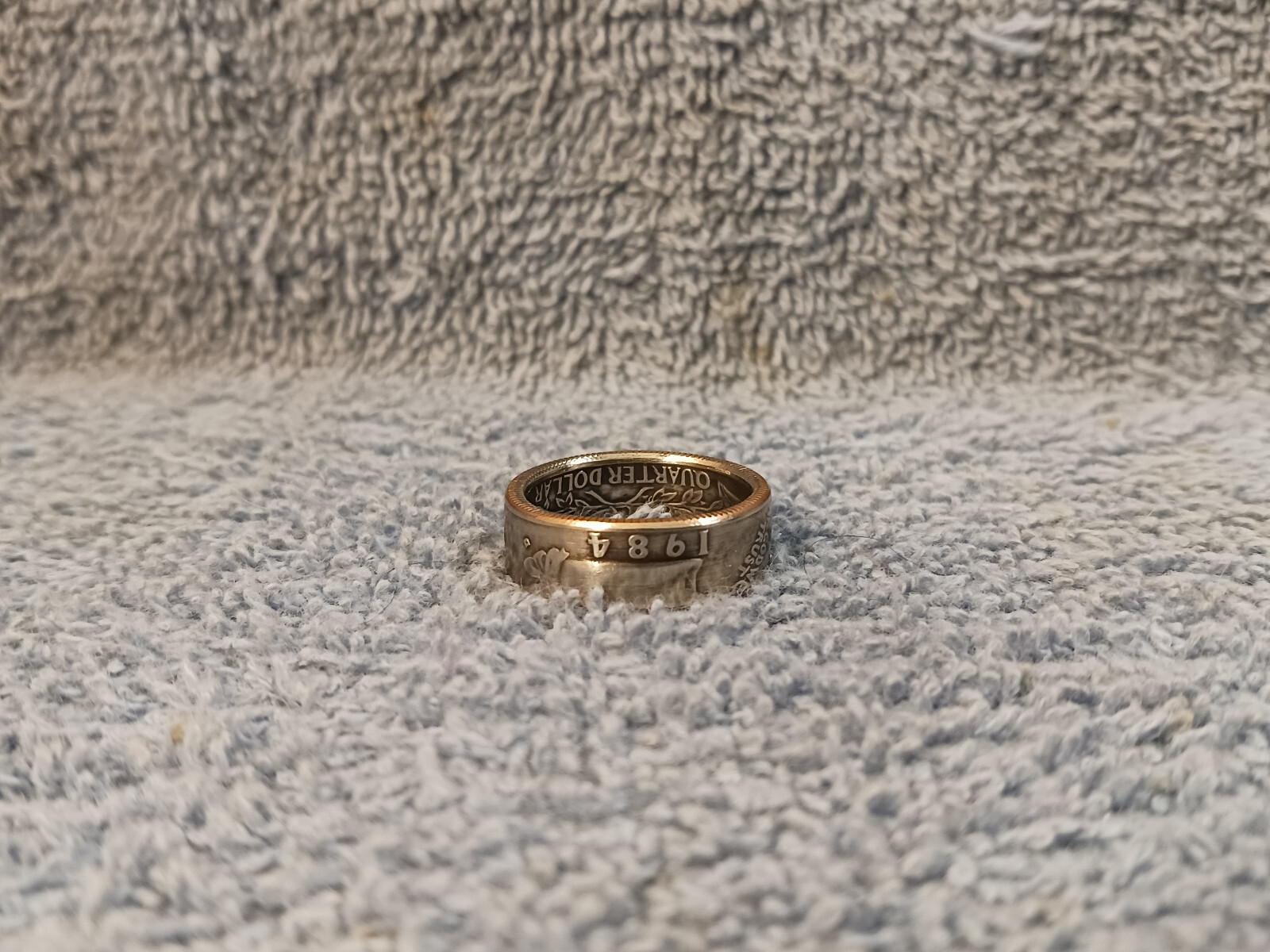 1984 Washington Quarters, coin ring, size 8