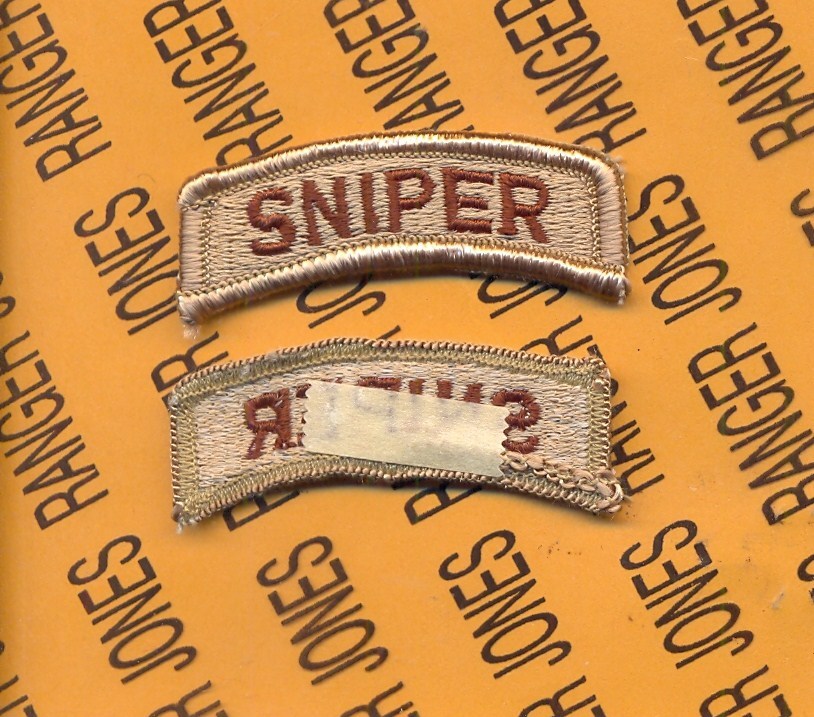 US Army SNIPER qualification ~2.5" Desert DCU tab patch m/e