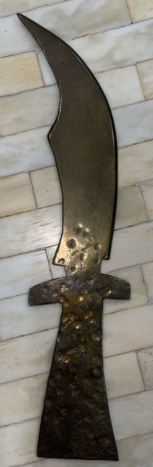 Antique Vintage Brass Knife Dagger Letter Opener Ornate Hand Stamped 7 Inches