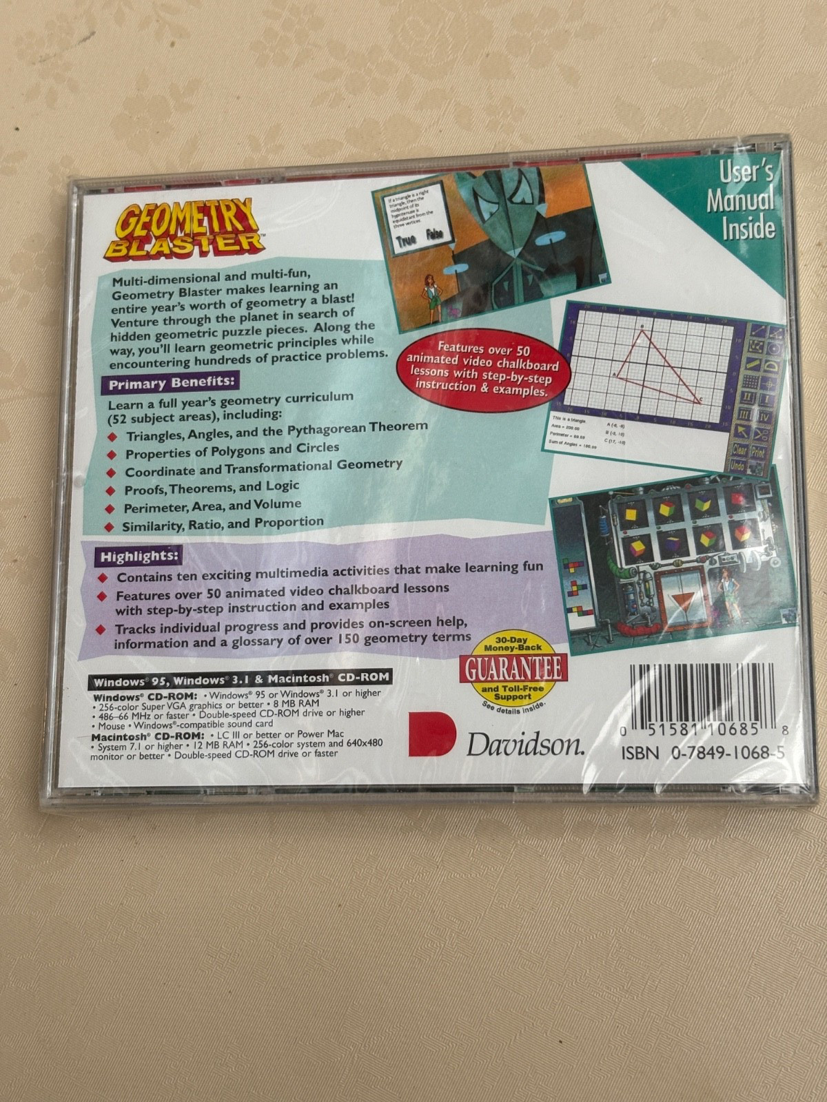 DAVIDSON GEOMETRY BLASTER WINDOWS & MACINTOSH CD-ROM NEW SEALED