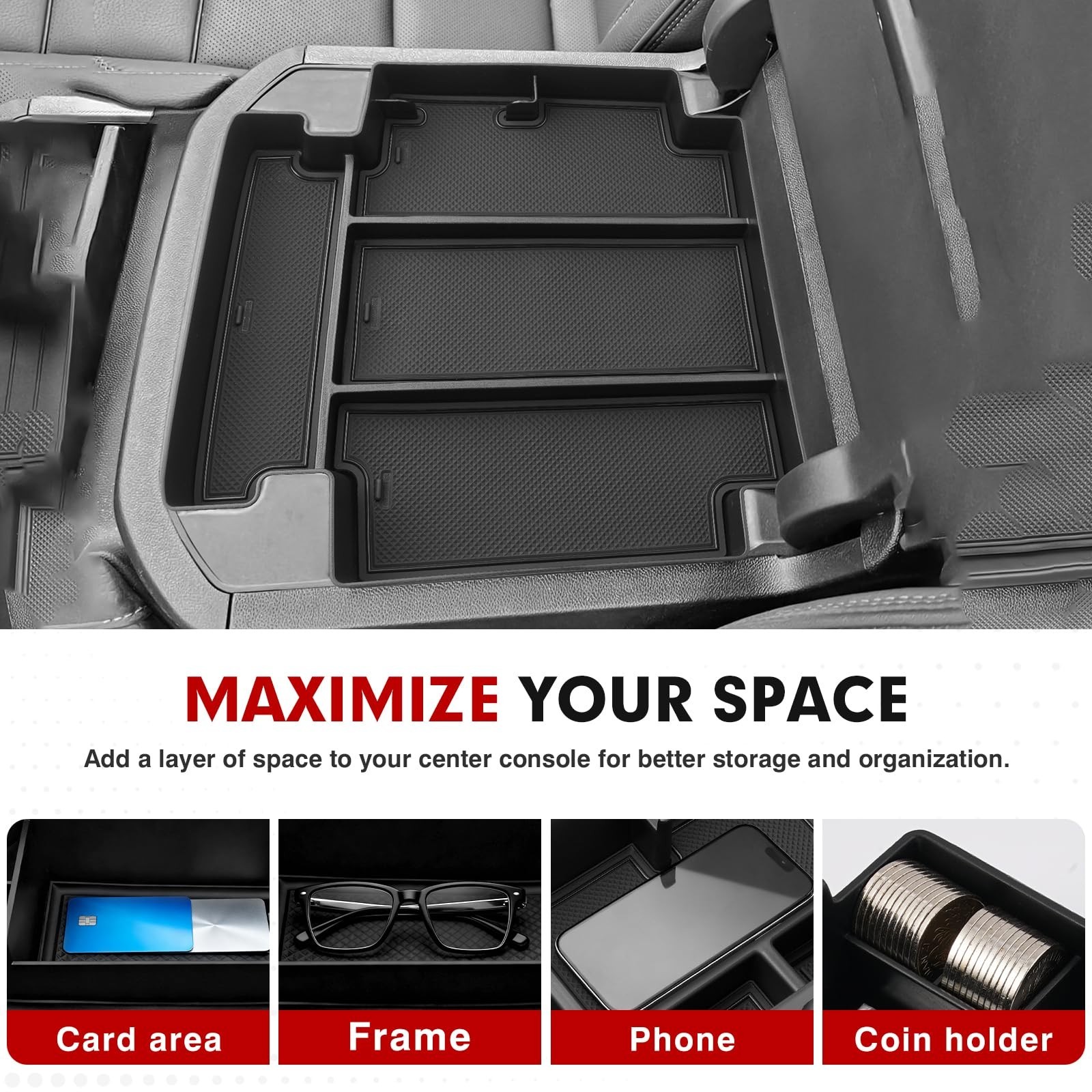 Autorder Center Console Organizer for 2021-2026 Chevy Chevrolet Tahoe/Suburba...