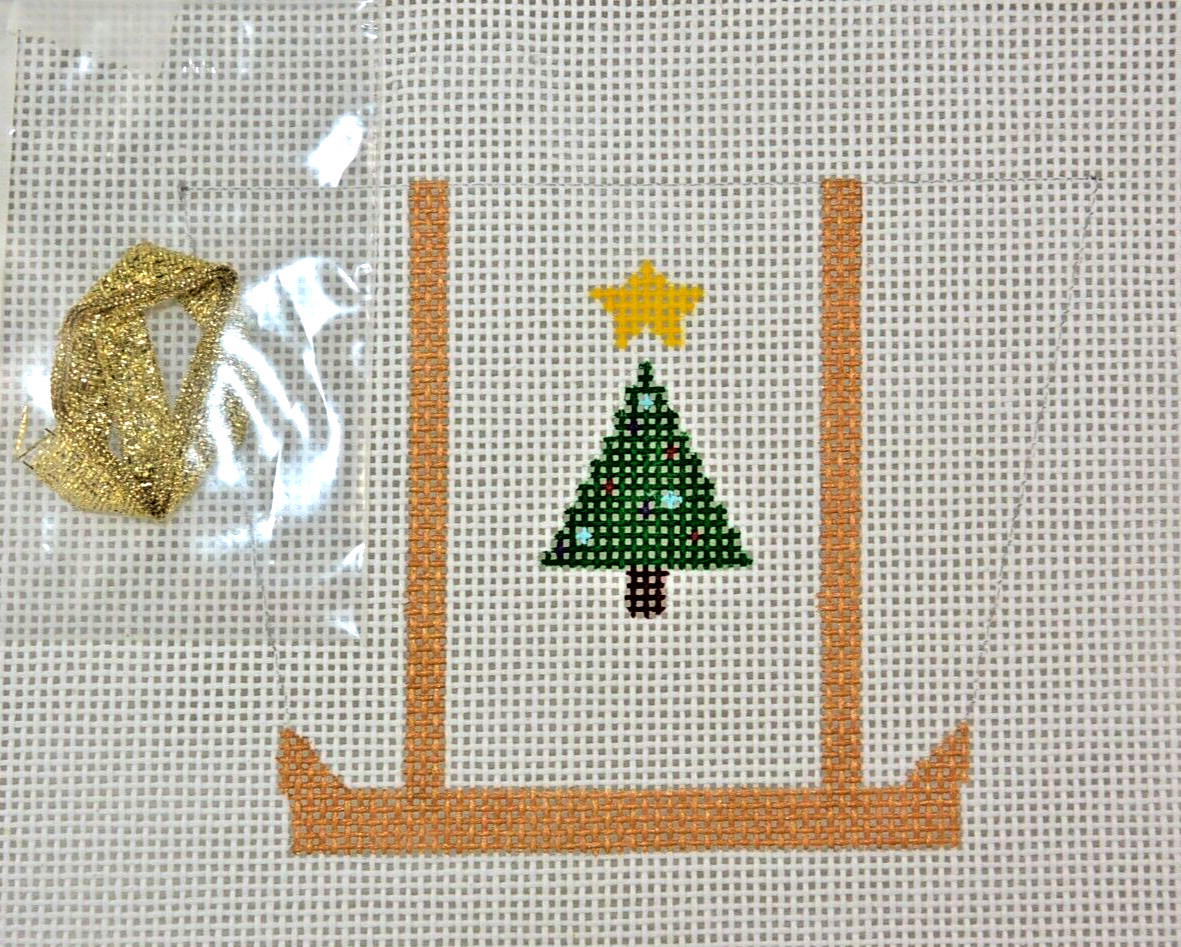 Hand-painted Needlepoint Canvas,  Christmas Tree Tote, 18m, NEW