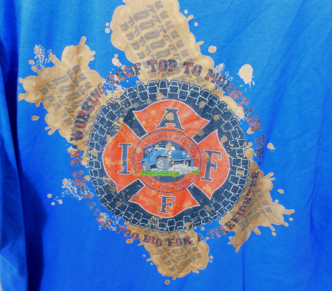 IAFF International Association Fire Fighters Blue 2 side  T-Shirt XL