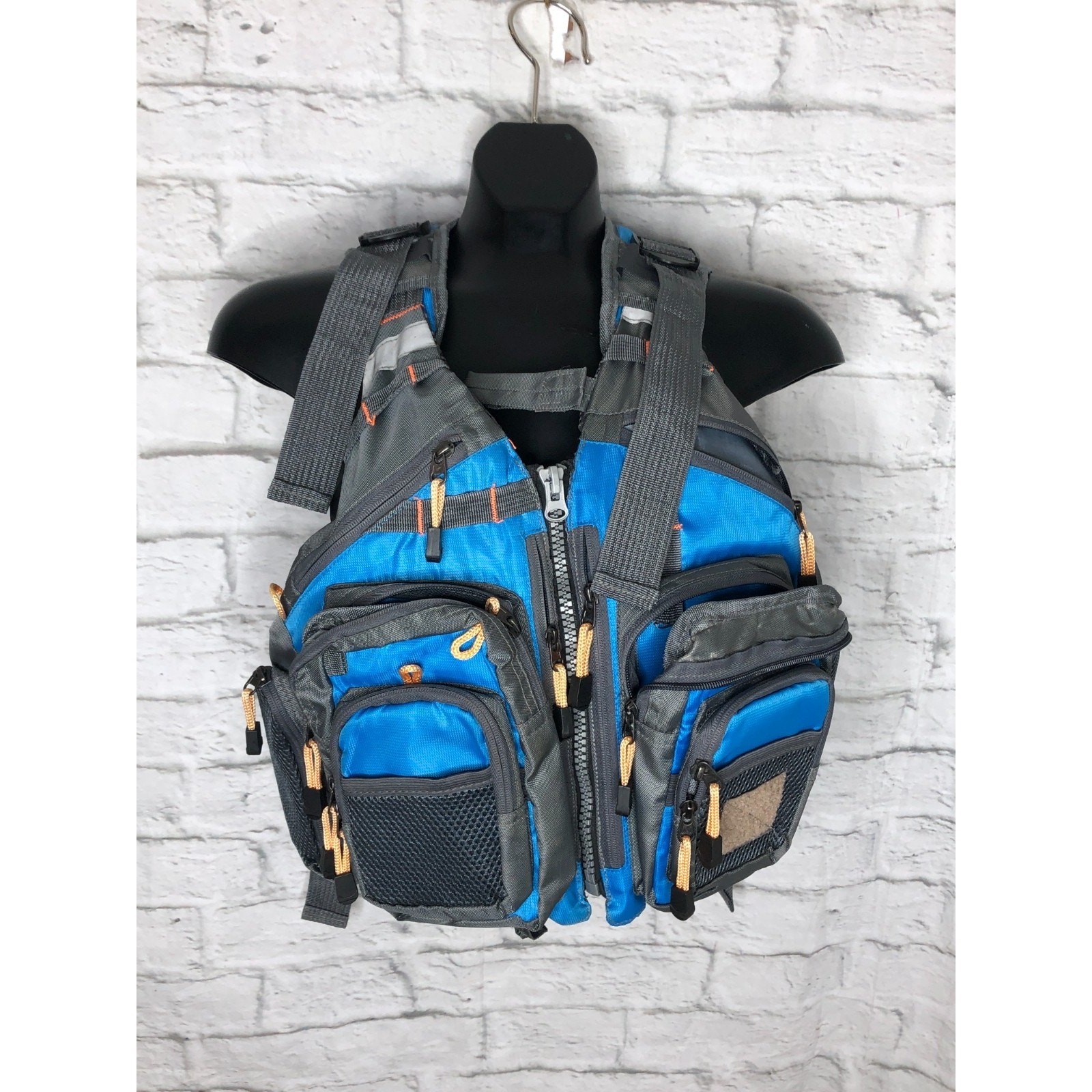 Fly Fishing Vest Pack Blue Adjustable for Men with Breathable Mesh