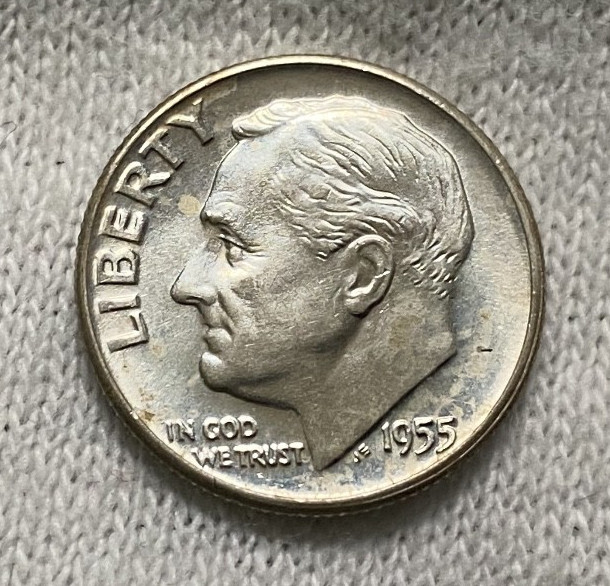 1955-D UNCIRCULATED~Roosevelt Dime~90% Silver~Great Details/Luster~FREE S&H
