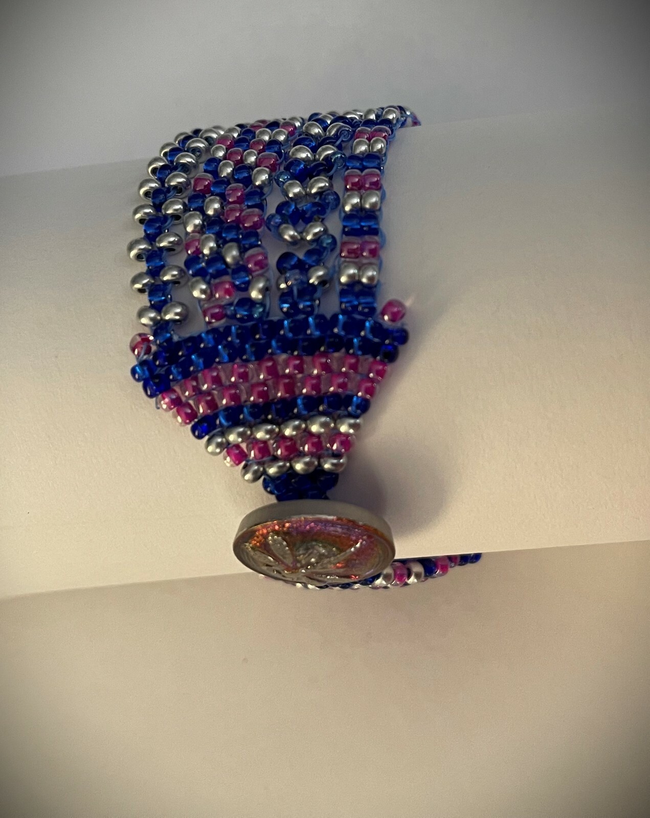 Handmade 4 Strand Dragonfly Beaded Bracelet 7 inches