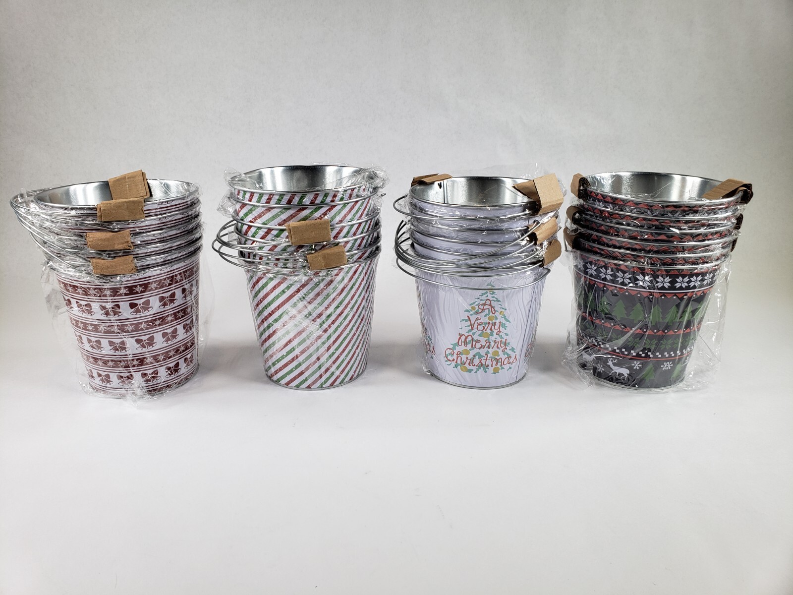 24 Pcs 6.2" x 5.8"Christmas Metal Buckets Bulk Xmas Galvanized Metal (SOME BENT)